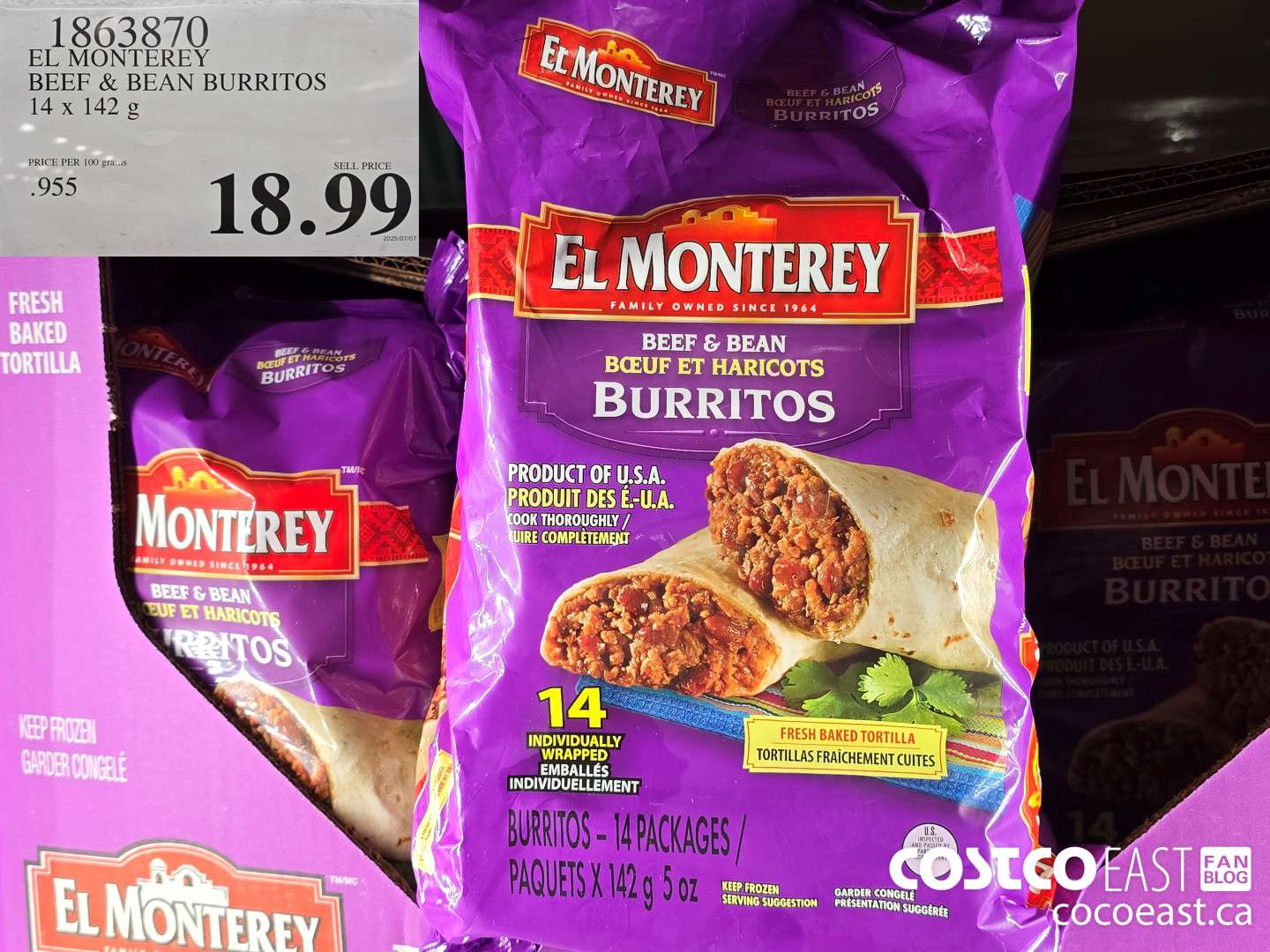 1863870 EL MONTEREY BEEF & BEAN BURRITOS 14x 142 g $18.99