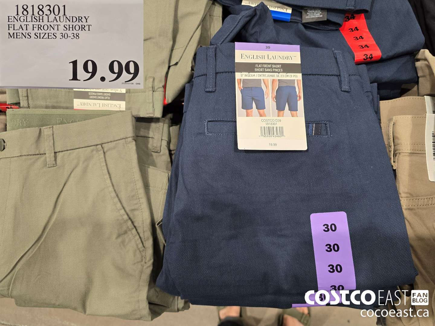 1818301 ENGLISH LAUNDRY FLAT FRONT SHORT MENS SIZES 30-38 $19.99