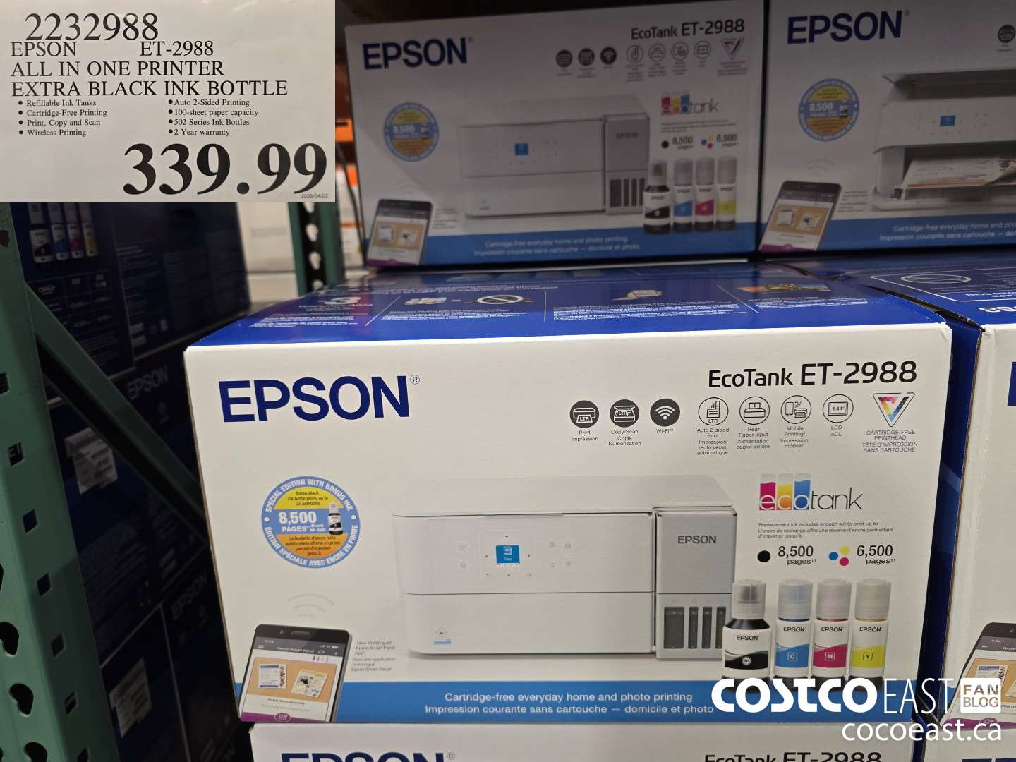 2232988 EPSON ET-2988 ALL IN ONE PRINTER EXTRA BLACK INK BOTTLE $339.99