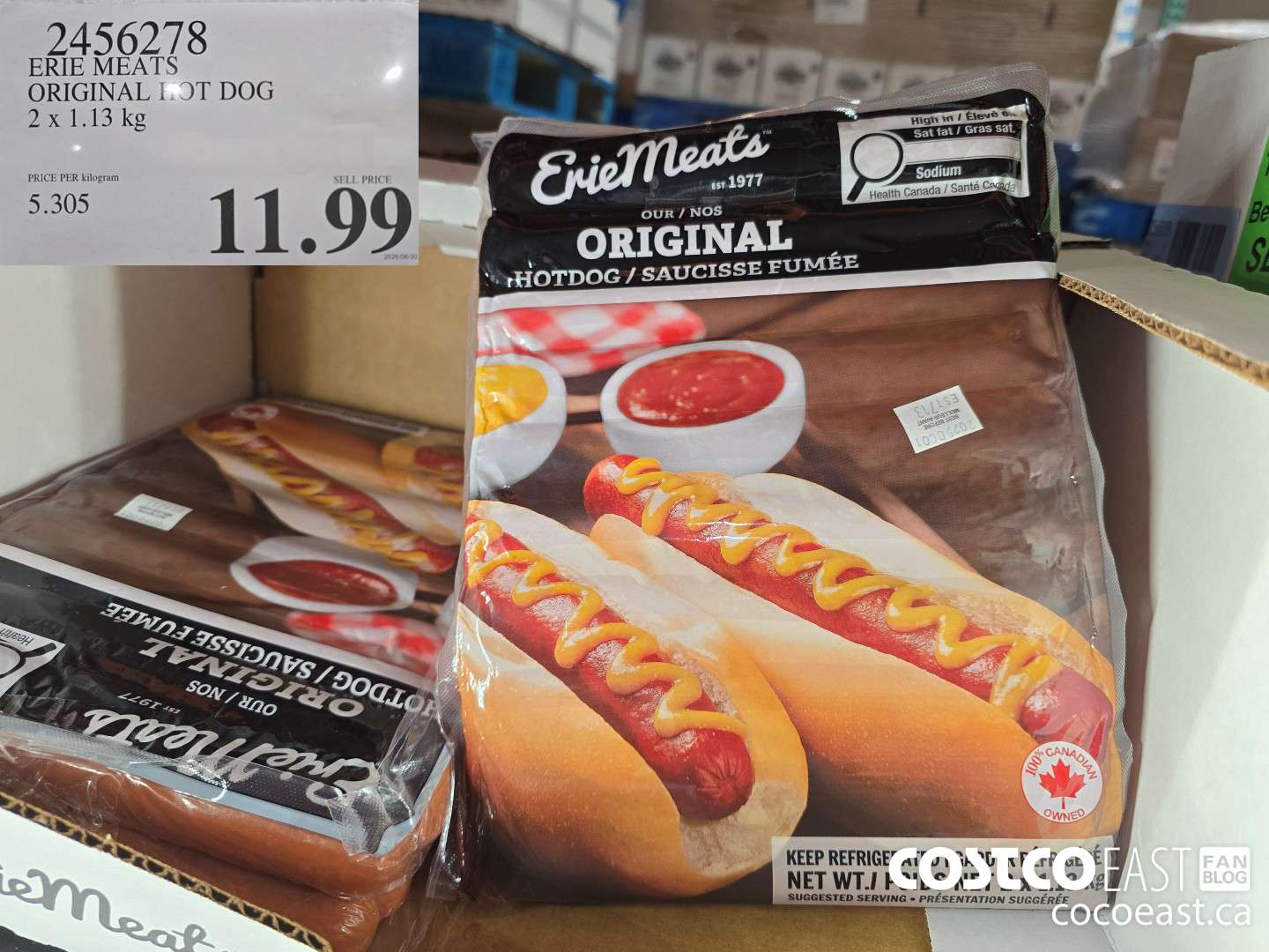2456278 ERIE MEATS ORIGINAL HOT DOG 2 X 1.13 KG $11.99
