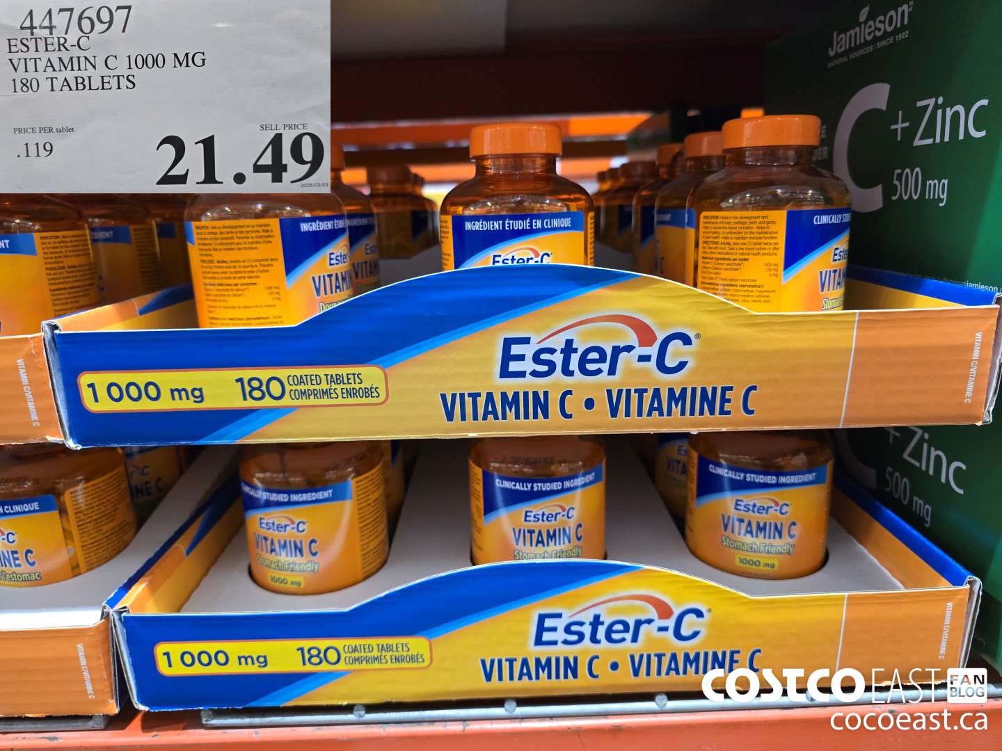 447697 ESTER-C VITAMIN C 1000 MG 180 TABLETS $21.49
