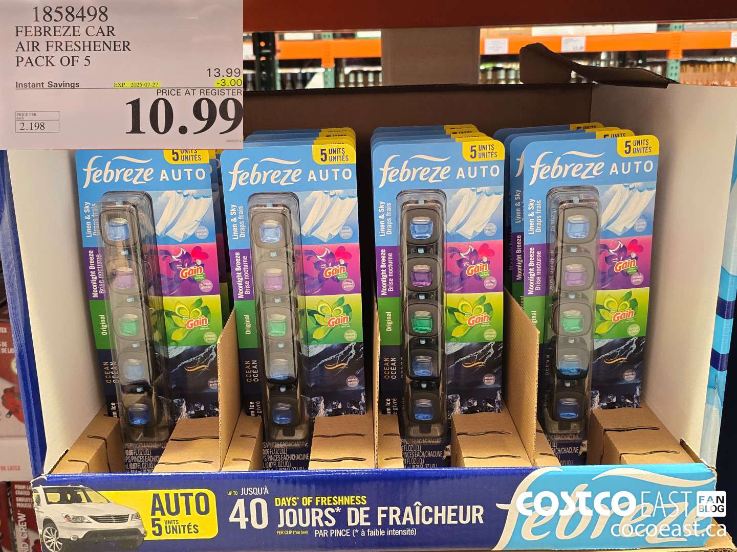 1858498 FEBREZE CAR AIR FRESHENER PACK OF 5 ($3.00 INSTANT SAVINGS EXPIRES ON 2025-07-27) $10.99