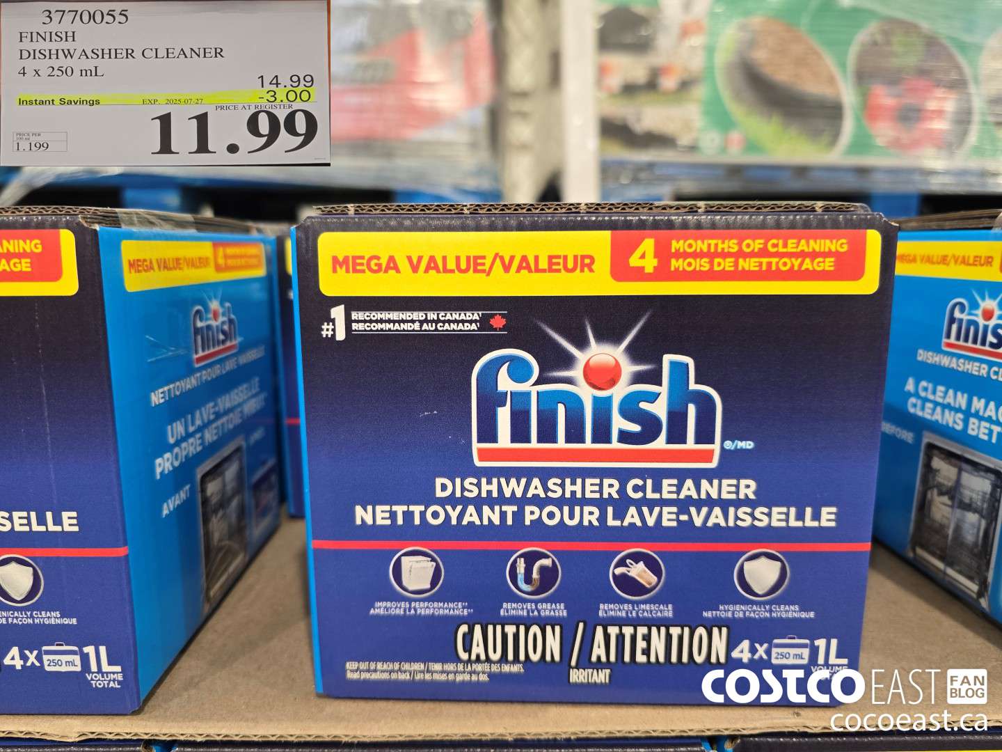 3770055 FINISH DISHWASHER CLEANER 4x 250 mL ($3.00 INSTANT SAVINGS EXPIRES ON 2025-07-27) $11.99