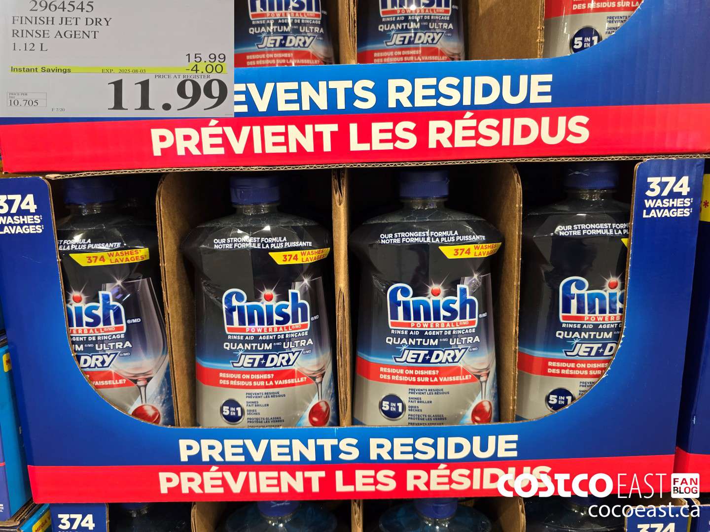 2964545 FINISH JET DRY RINSE AGENT 1.12 L ($4.00 INSTANT SAVINGS EXPIRES ON 2025-08-03) $11.99