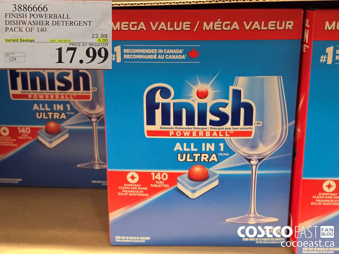 3886666 FINISH POWERBALL DISHWASHER DETERGENT PACK OF 140 ($5.00 INSTANT SAVINGS EXPIRES ON 2025-08-03) $17.99