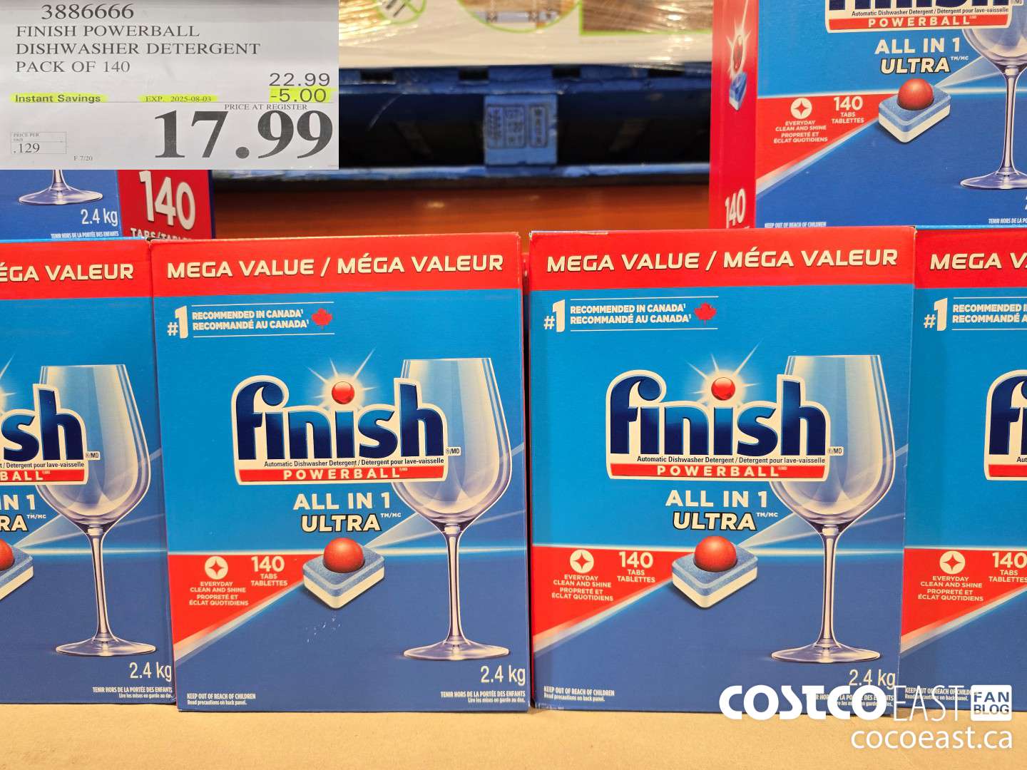 3886666 FINISH POWERBALL DISHWASHER DETERGENT PACK OF 140 ($5.00 INSTANT SAVINGS EXPIRES ON 2025-08-03) $17.99