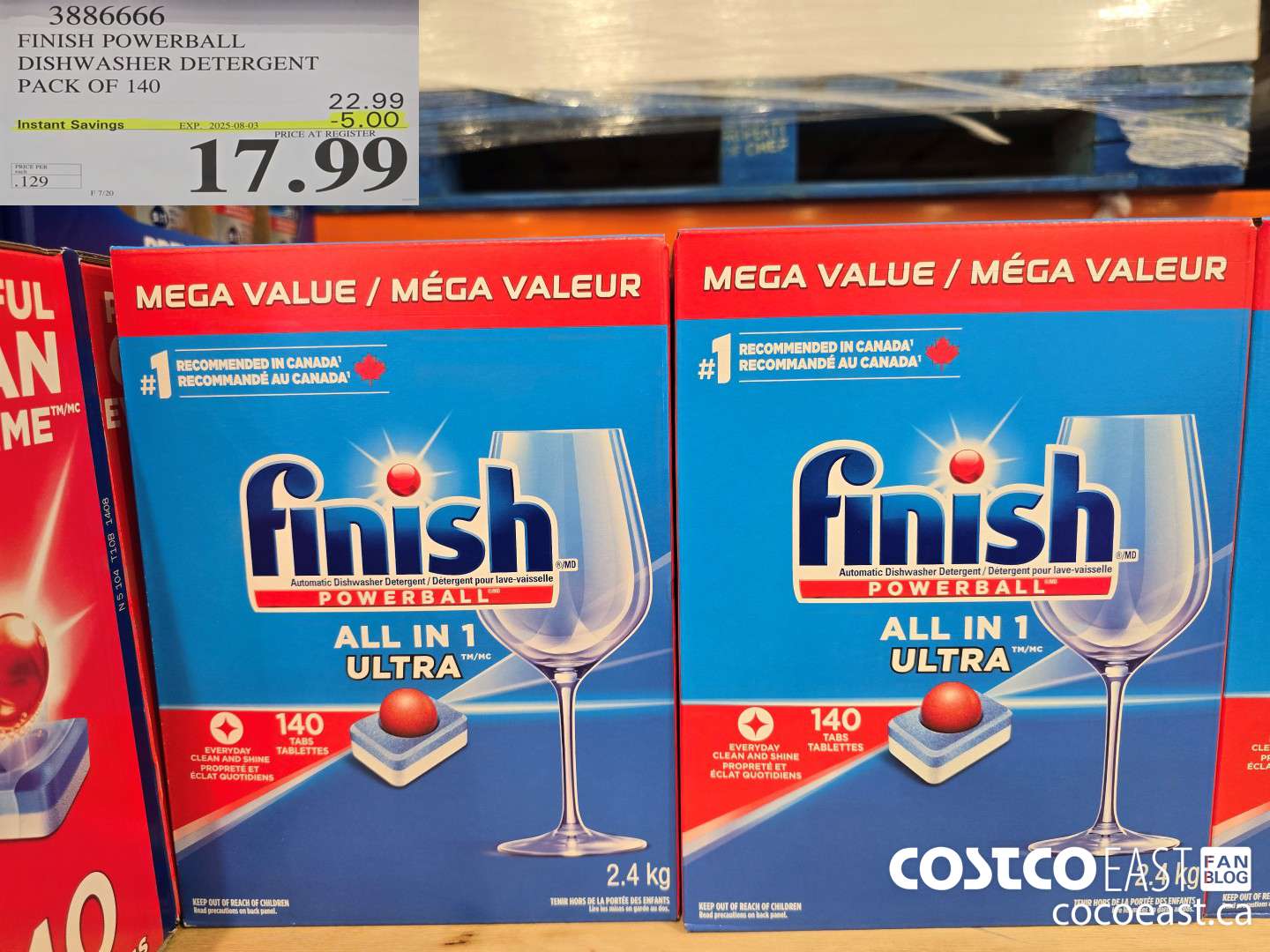 3886666 FINISH POWERBALL DISHWASHER DETERGENT PACK OF 140 ($5.00 INSTANT SAVINGS EXPIRES ON 2025-08-03) $17.99