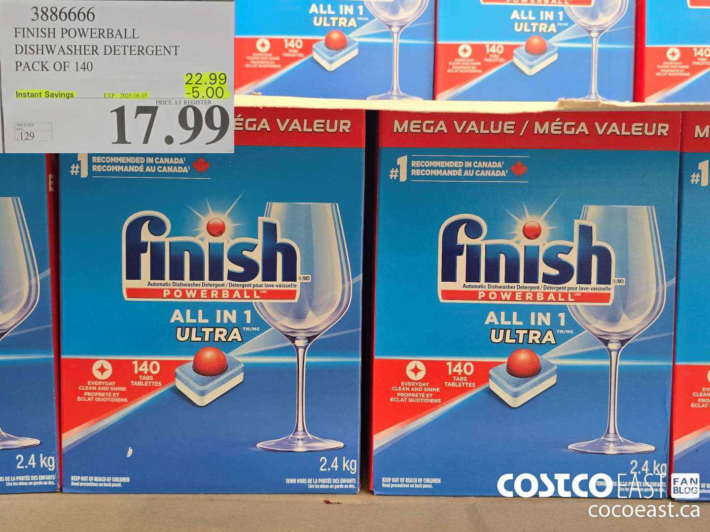3886666 FINISH POWERBALL DISHWASHER DETERGENT PACK OF 140 ($5.00 INSTANT SAVINGS EXPIRES ON 2025-08-03) $17.99