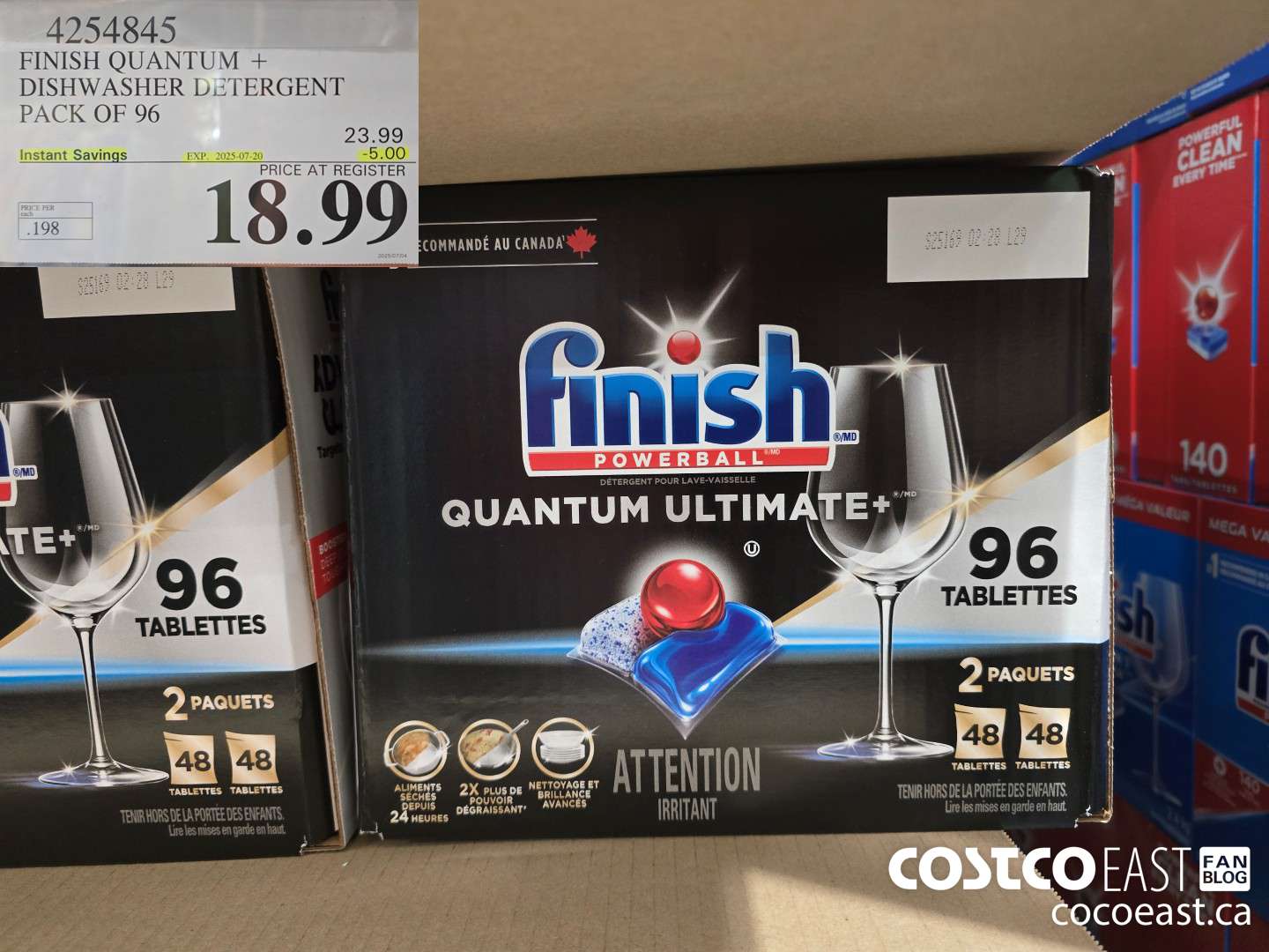 4254845 FINISH QUANTUM + DISHWASHER DETERGENT PACK OF 96 ($5.00 INSTANT SAVINGS EXPIRES ON 2025-07-20) $18.99