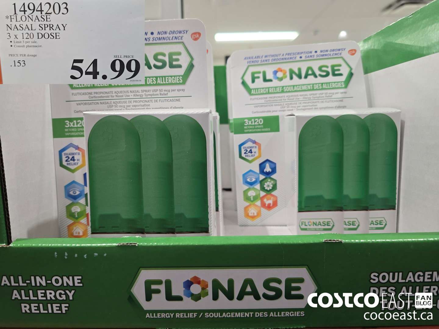 1494203 FLONASE NASAL SPRAY 3 X 120 DOSE $54.99