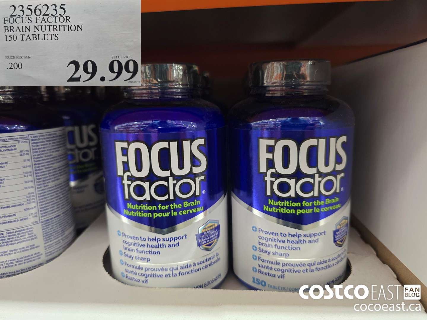 2356235 FOCUS FACTOR BRAIN NUTRITION 150 TABLETS $29.99