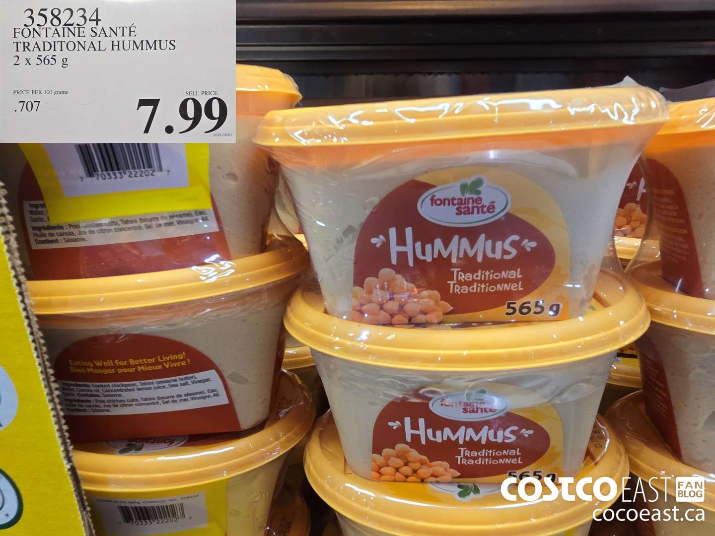 358234 FONTAINE SANTE TRADITIONAL HUMMUS 2x 565 G $7.99