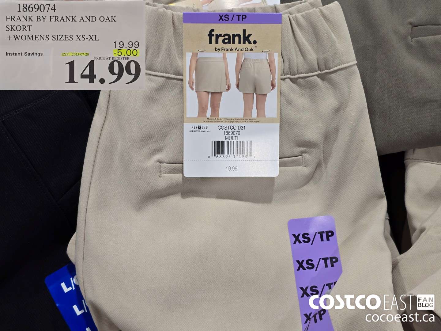 1869074 FRANK BY FRANK AND OAK SKORT +WOMENS SIZES XS-XL ($5.00 INSTANT SAVINGS EXPIRES ON 2025-07-20) $14.99
