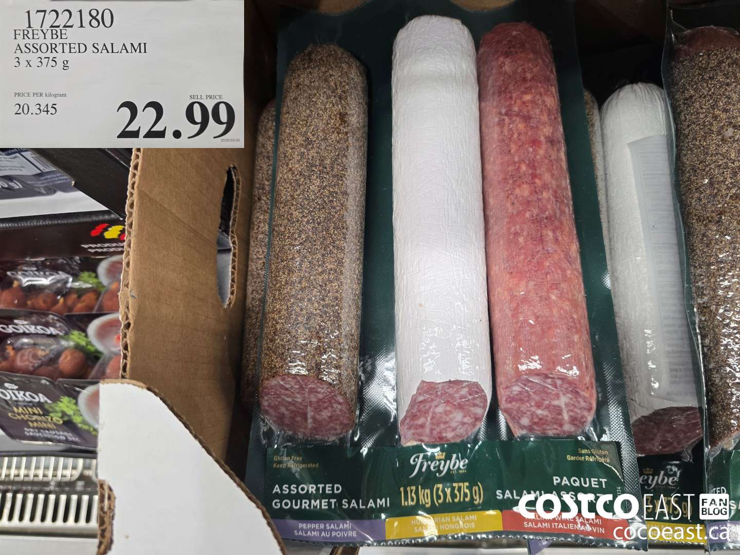 1722180 FREYBE ASSORTED SALAMI 3 x 375 G $22.99