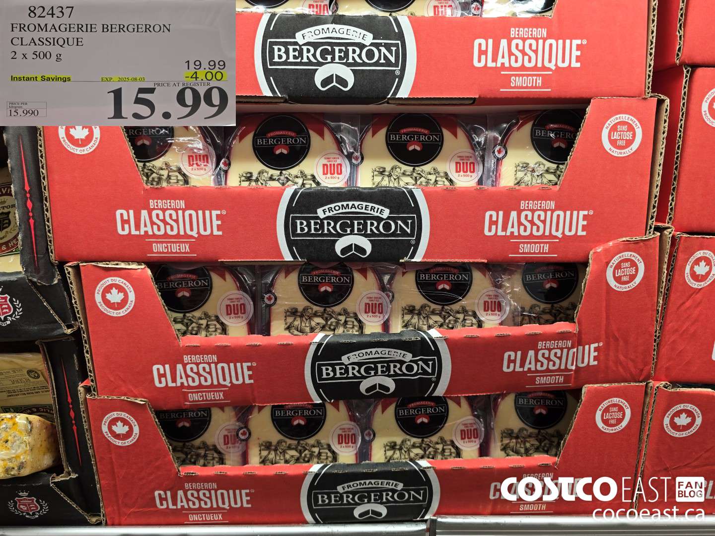 82437 FROMAGERIE BERGERON CLASSIQUE 2 x 500 g ($4.00 INSTANT SAVINGS EXPIRES ON 2025-08-03) $15.99