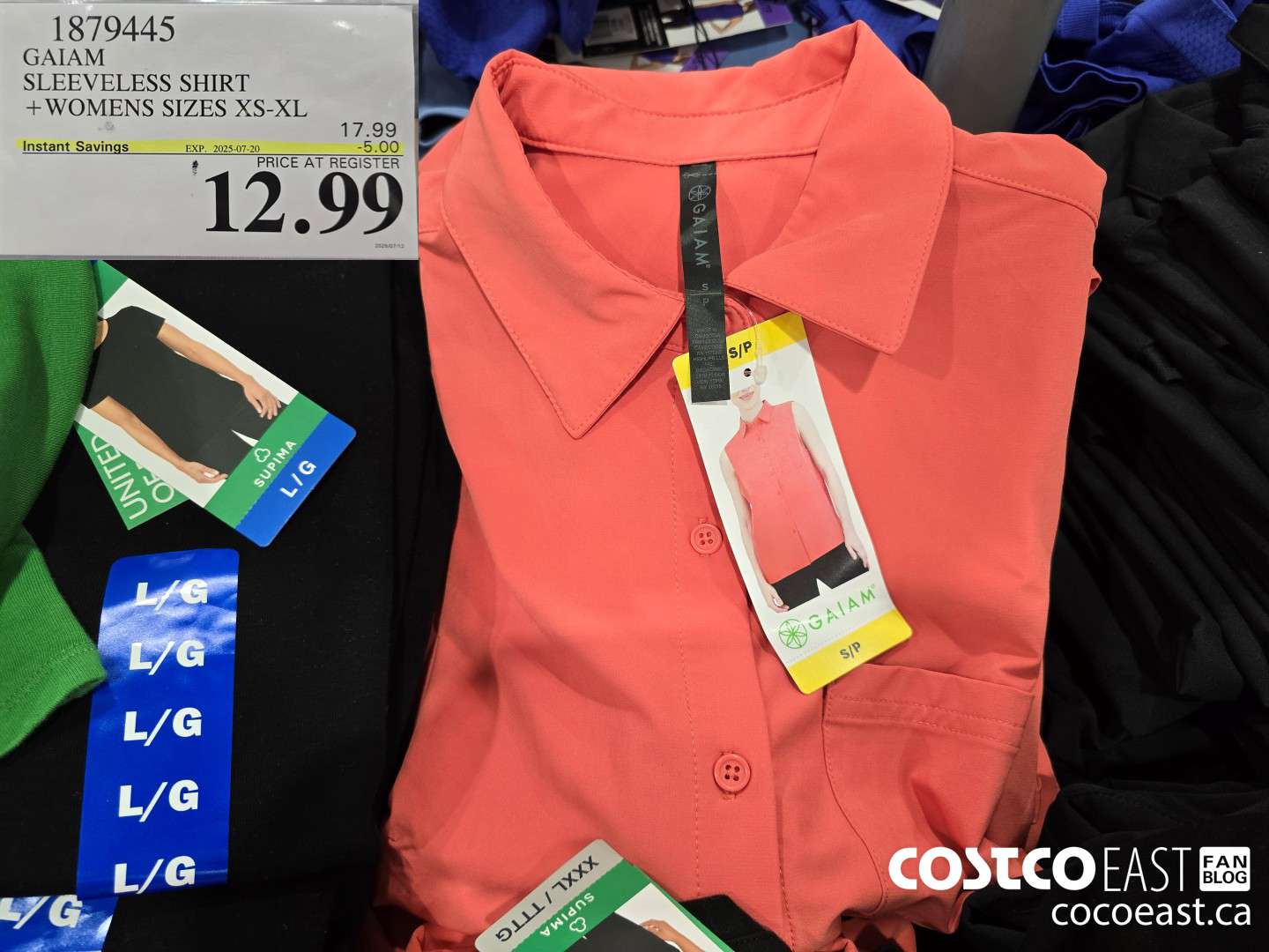 1879445 GAIAM SLEEVELESS SHIRT +WOMENS SIZES XS-XL ($5.00 INSTANT SAVINGS EXPIRES ON 2025-07-20) $12.99