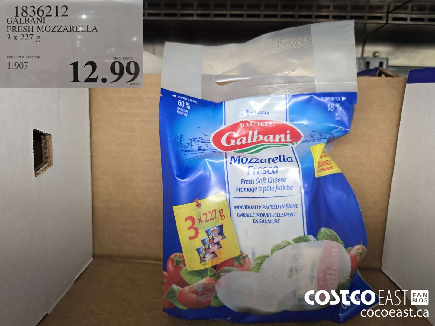 1836212 GALRANI FRESH MOZZARELLA 3 X 227 G $12.99