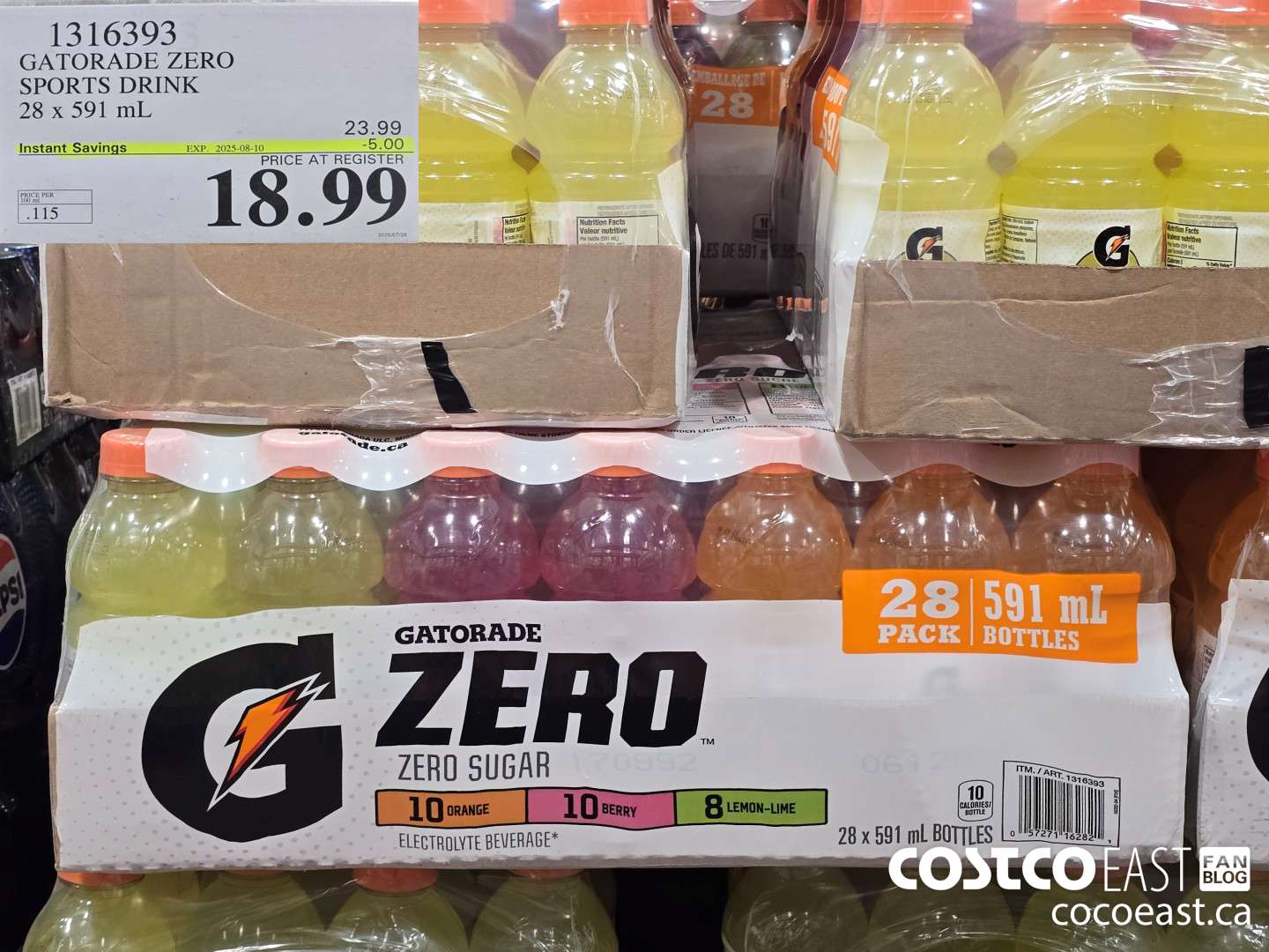 1316393 GATORADE ZERO SPORTS DRINK 28 x 591 ml ($5.00 INSTANT SAVINGS EXPIRES ON 2025-08-10) $18.99