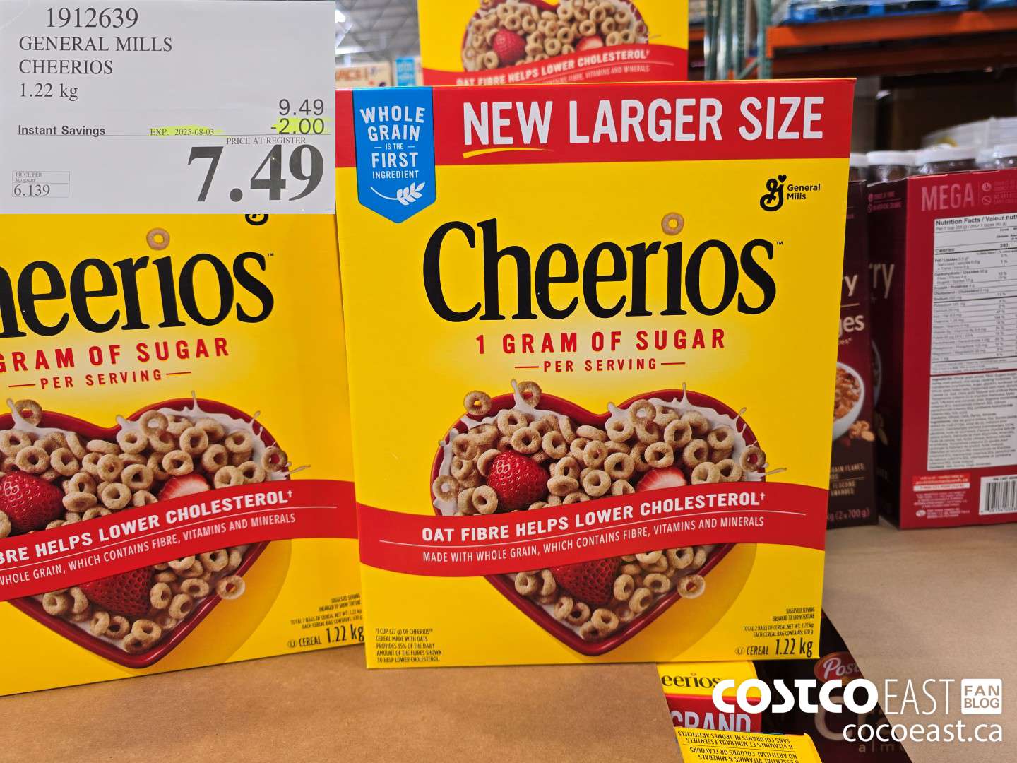 1912639 GENERAL MILLS CHEERIOS 1.22 KG ($2.00 INSTANT SAVINGS EXPIRES ON 2025-08-03) $7.49