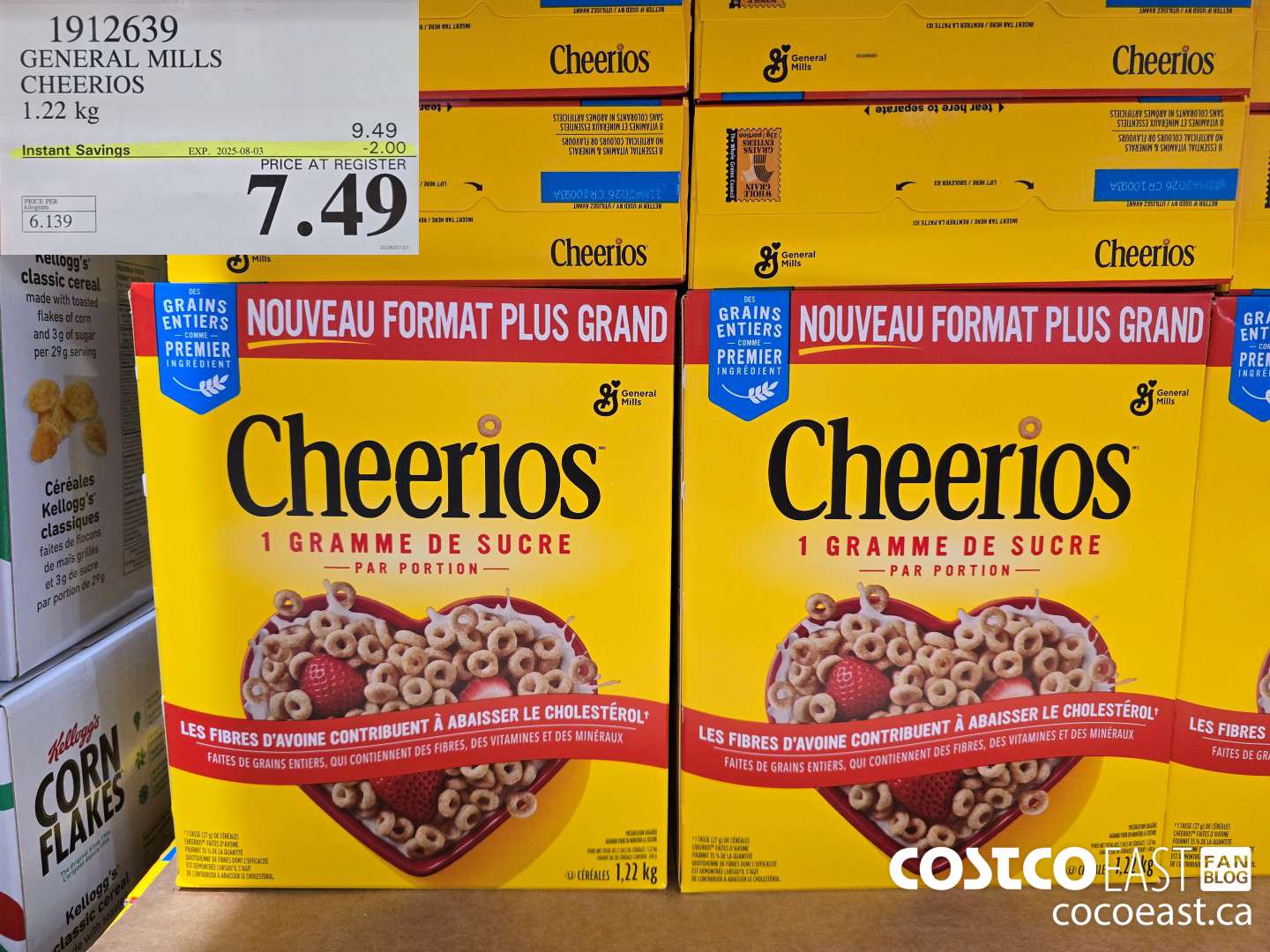 1912639 GENERAL MILLS CHEERIOS 1.22 KG ($2.00 INSTANT SAVINGS EXPIRES ON 2025-08-03) $7.49