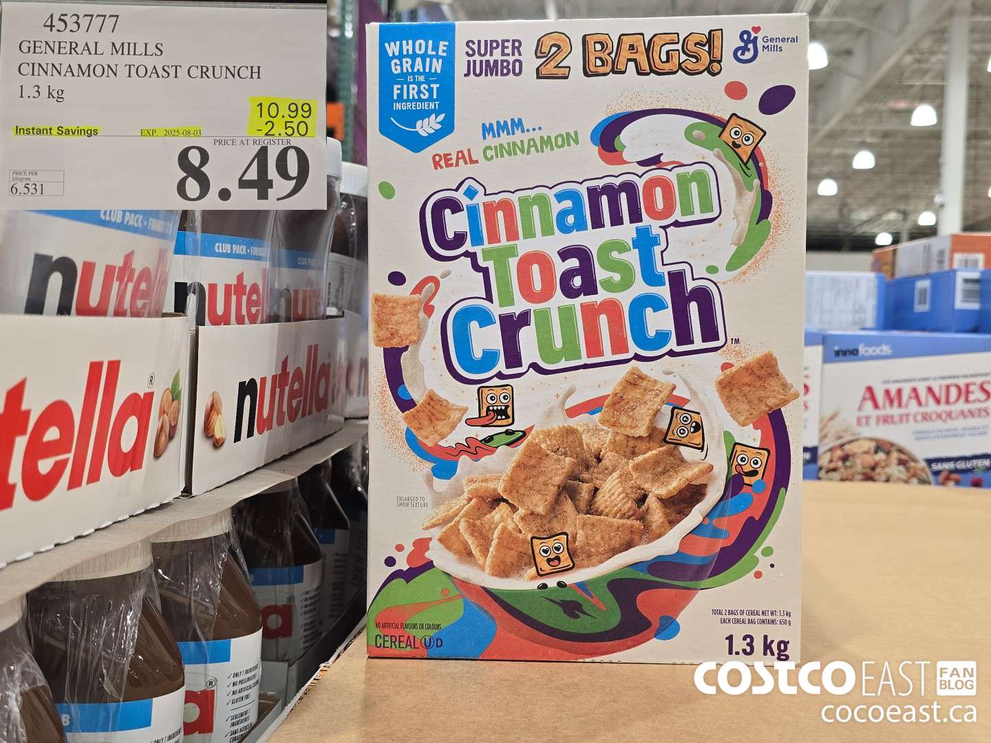 453777 GENERAL MILLS CINNAMON TOAST CRUNCH 1.3 kg ($2.50 INSTANT SAVINGS EXPIRES ON 2025-08-03) $8.49