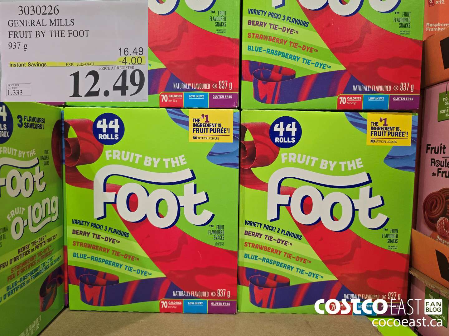 3030226 GENERAL MILLS FRUIT BY THE FOOT 937 G ($4.00 INSTANT SAVINGS EXPIRES ON 2025-08-03) $12.49