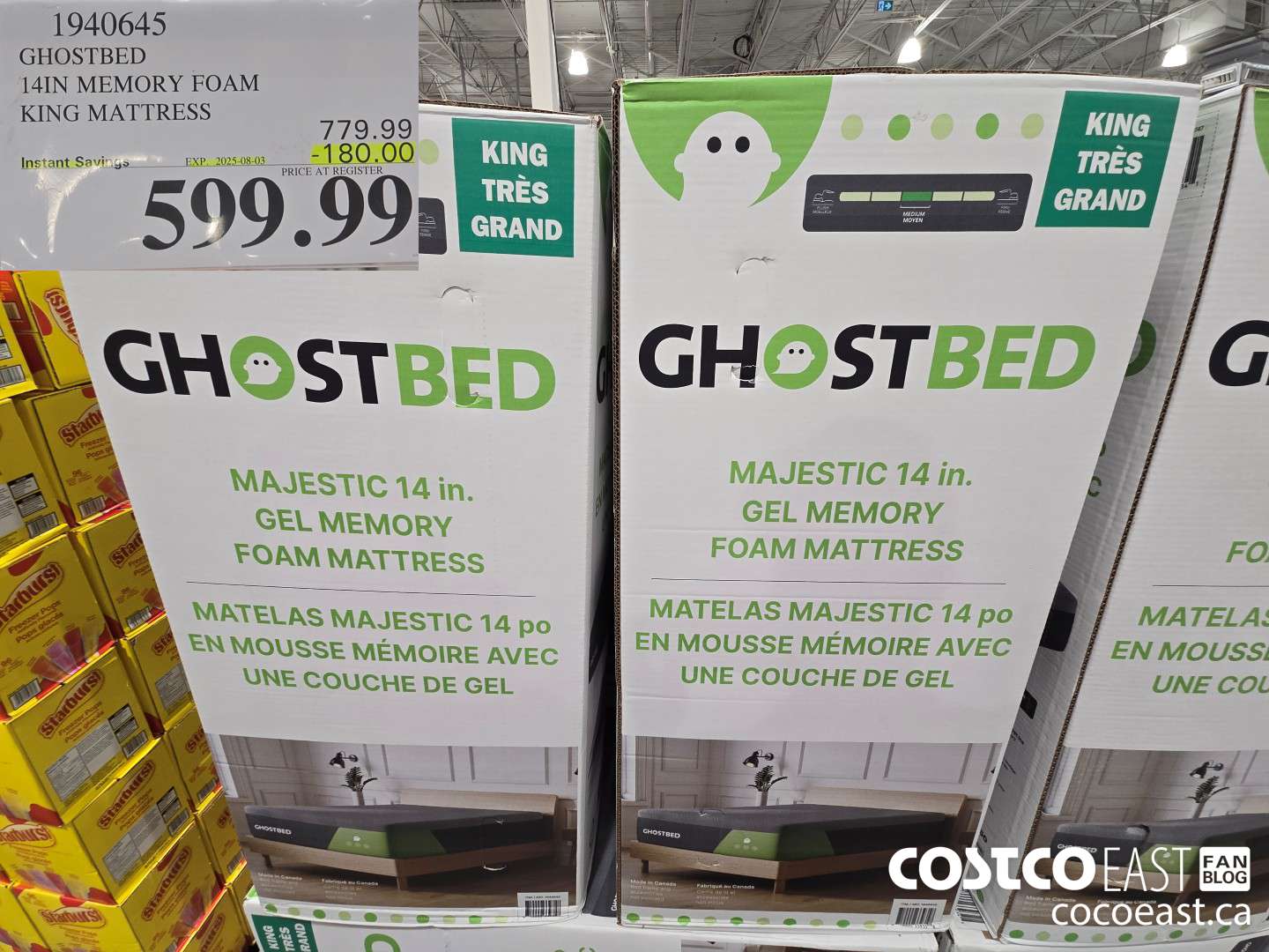 1940645 GHOSTBED 14IN MEMORY FOAM KING MATTRESS ($180.00 INSTANT SAVINGS EXPIRES ON 2025-08-03) $599.99
