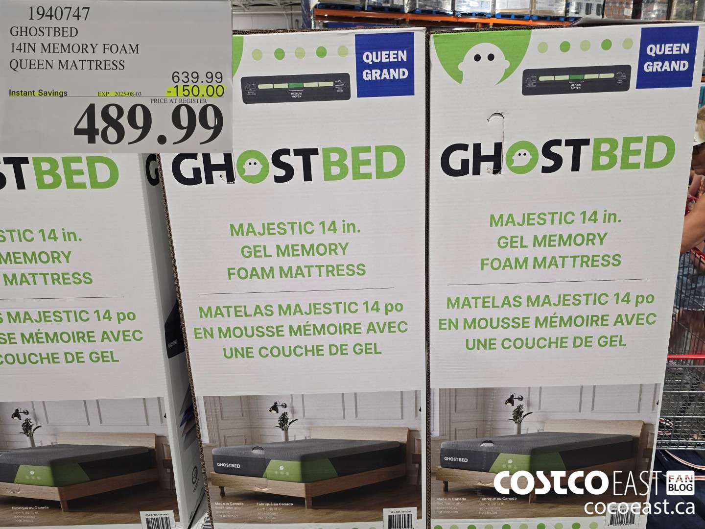1940747 GHOSTBED 14IN MEMORY FOAM QUEEN MATTRESS ($150.00 INSTANT SAVINGS EXPIRES ON 2025-08-03) $489.99