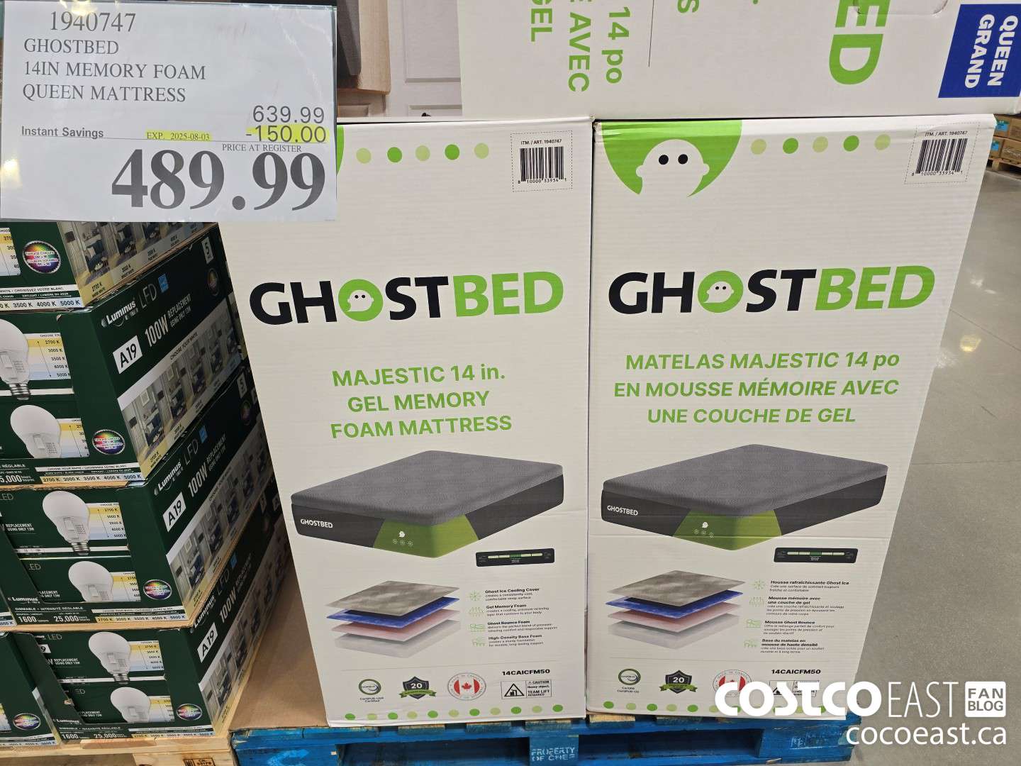 1940747 GHOSTBED 14IN MEMORY FOAM QUEEN MATTRESS ($150.00 INSTANT SAVINGS EXPIRES ON 2025-08-03) $489.99