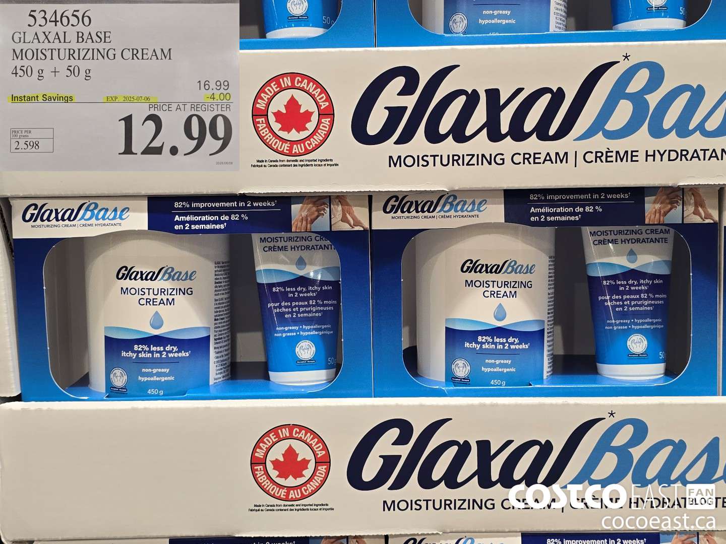 534656 GLAXAL BASE MOISTURIZING CREAM 450G + 50G ($4.00 INSTANT SAVINGS EXPIRES ON 2025-07-06) $12.99