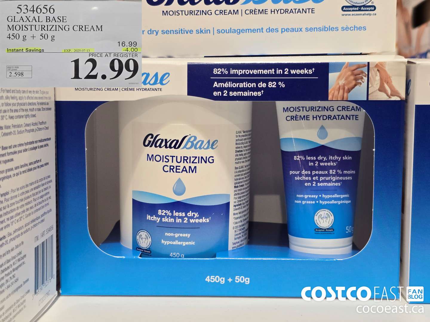 534656 GLAXAL BASE MOISTURIZING CREAM 450G + 50G ($4.00 INSTANT SAVINGS EXPIRES ON 2025-07-13) $12.99