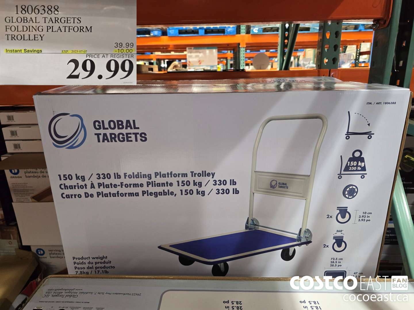 1806388 GLOBAL TARGETS FOLDING PLATFORM TROLLEY ($10.00 INSTANT SAVINGS EXPIRES ON 2025-07-07) $29.99
