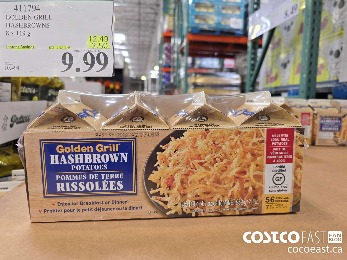 411794 GOLDEN GRILL HASHBROWNS 8 X 119G ($2.50 INSTANT SAVINGS EXPIRES ON 2025-08-03) $9.99