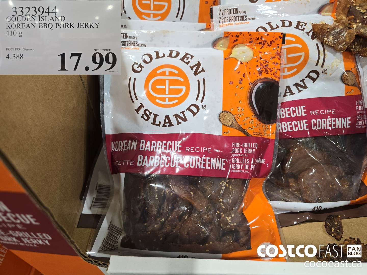 3323944 GOLDEN ISLAND KOREAN BBQ PORK JERKY 410 g $17.99
