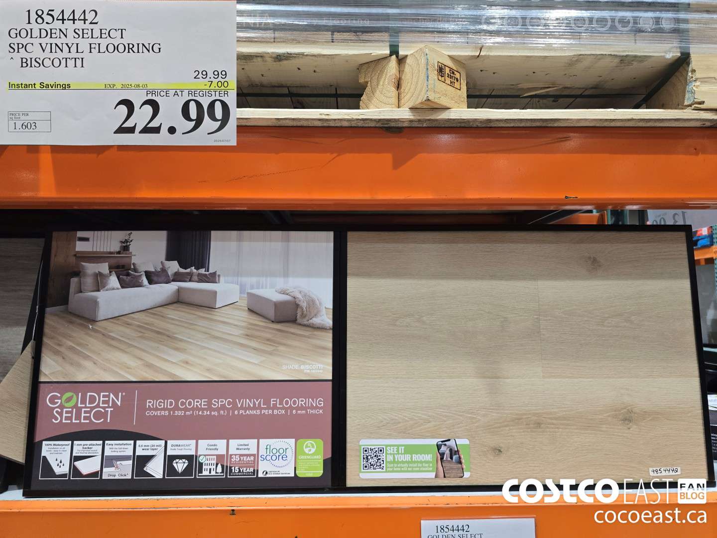 1854442 GOLDEN SELECT SPC VINYL FLOORING BISCOTTI ($7.00 INSTANT SAVINGS EXPIRES ON 2025-08-03) $22.99