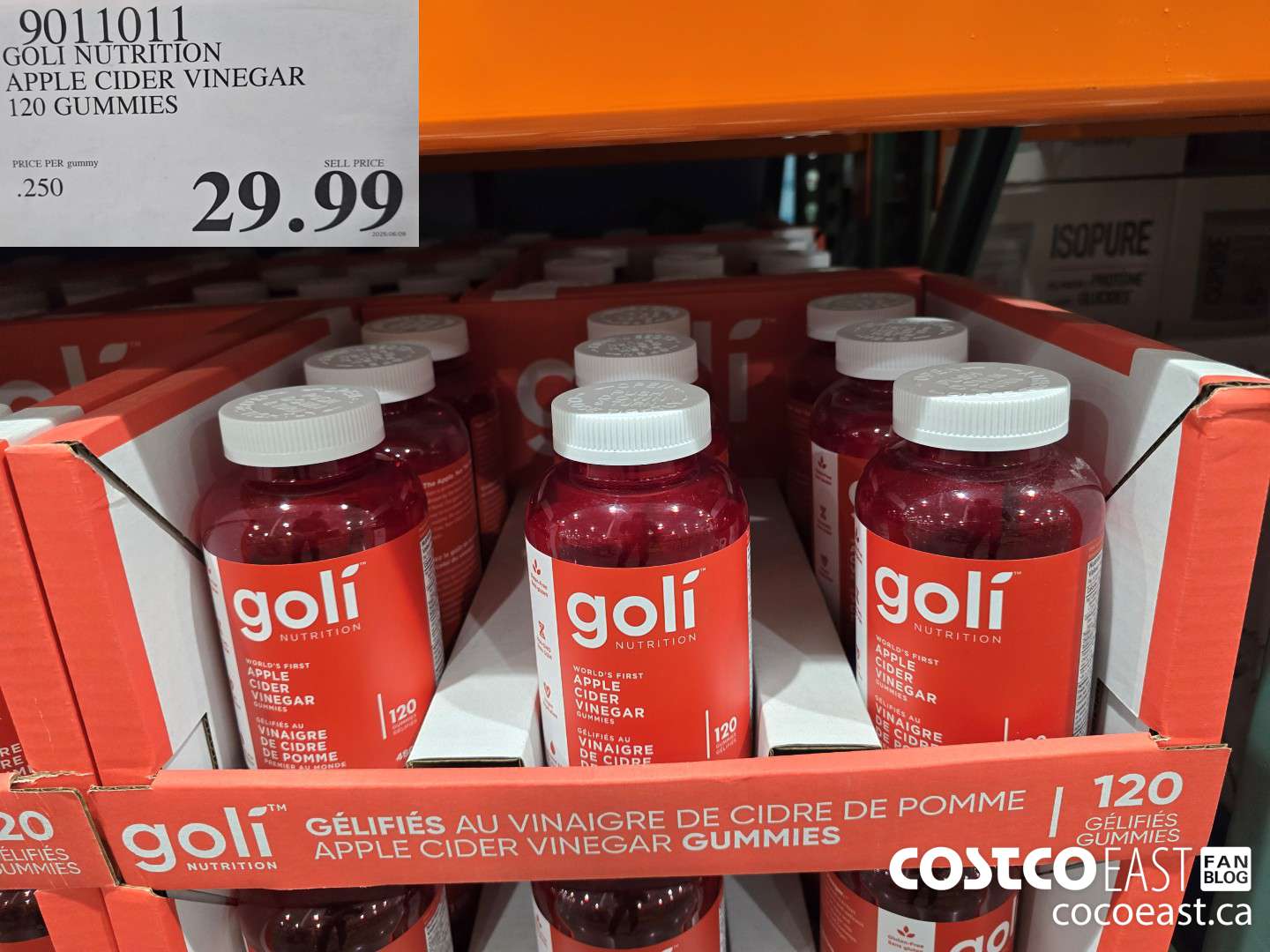 9011011 GOLI NUTRITION APPLE CIDER VINEGAR 120 GUMMIES $29.99