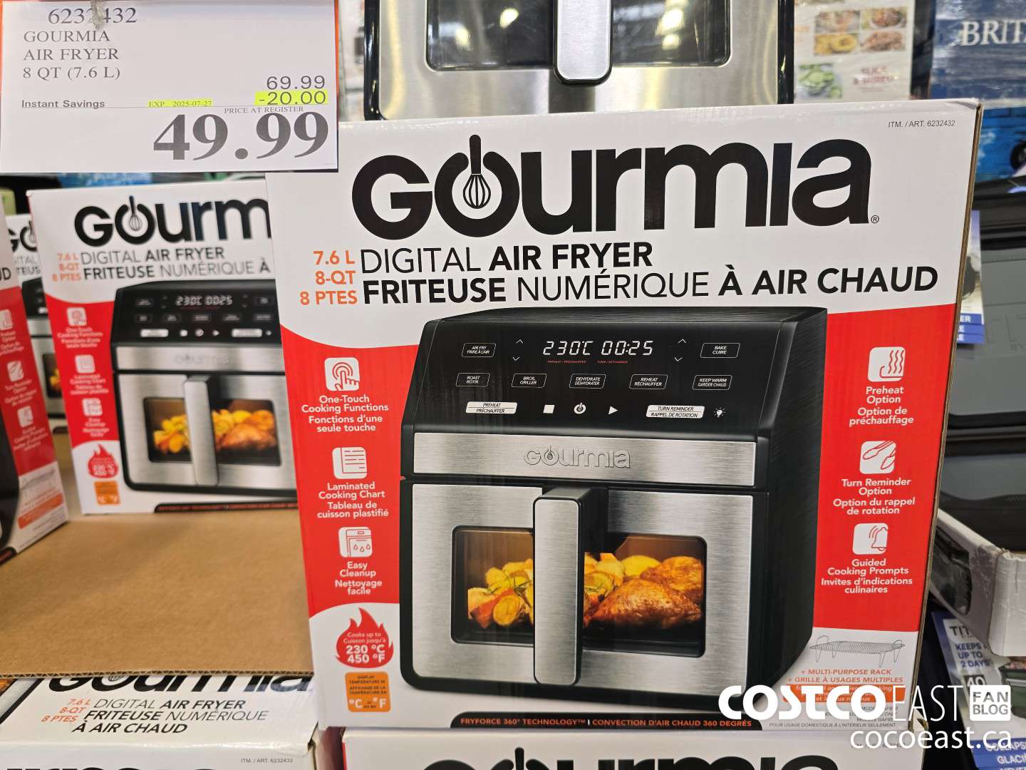 6232432 GOURMIA AIR FRYER 8 QT / 7.6 L ($20.00 INSTANT SAVINGS EXPIRES ON 2025-07-27) $49.99