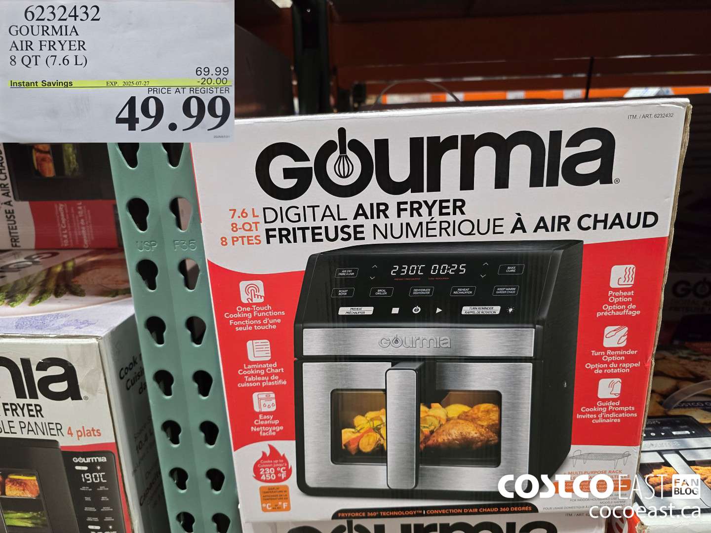 6232432 GOURMIA AIR FRYER 8 QT / 7.6 L ($20.00 INSTANT SAVINGS EXPIRES ON 2025-07-27) $49.99