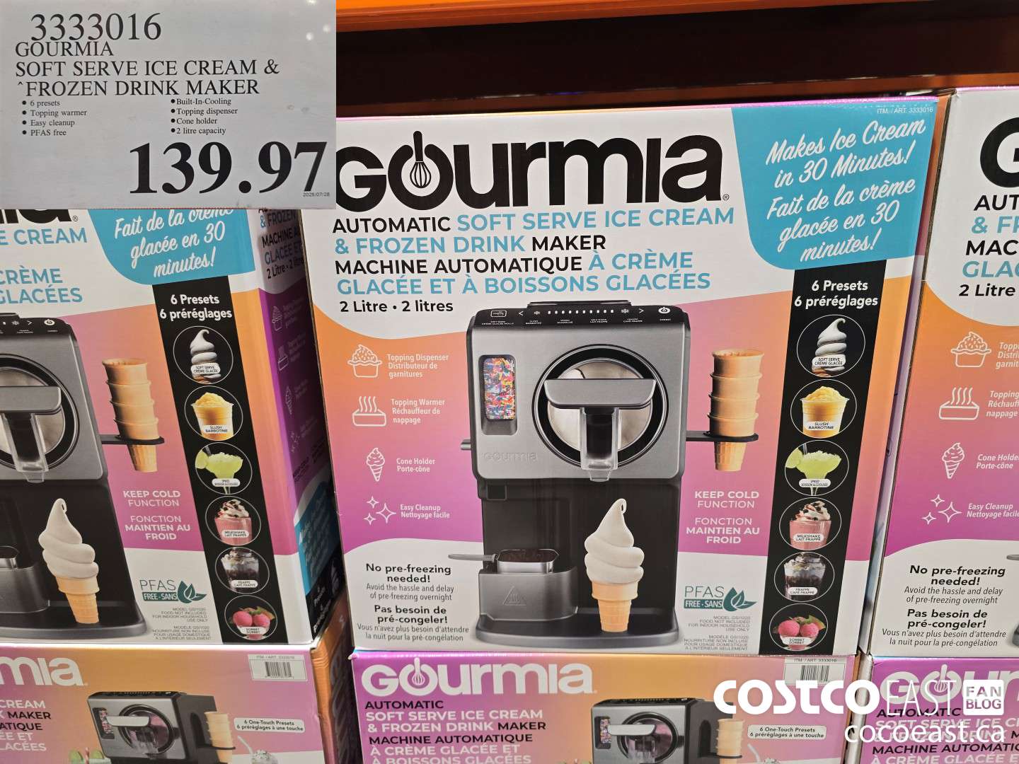 3333016 GOURMIA SOFT SERVE ICE CREAM & “FROZEN DRINK MAKER $139.97