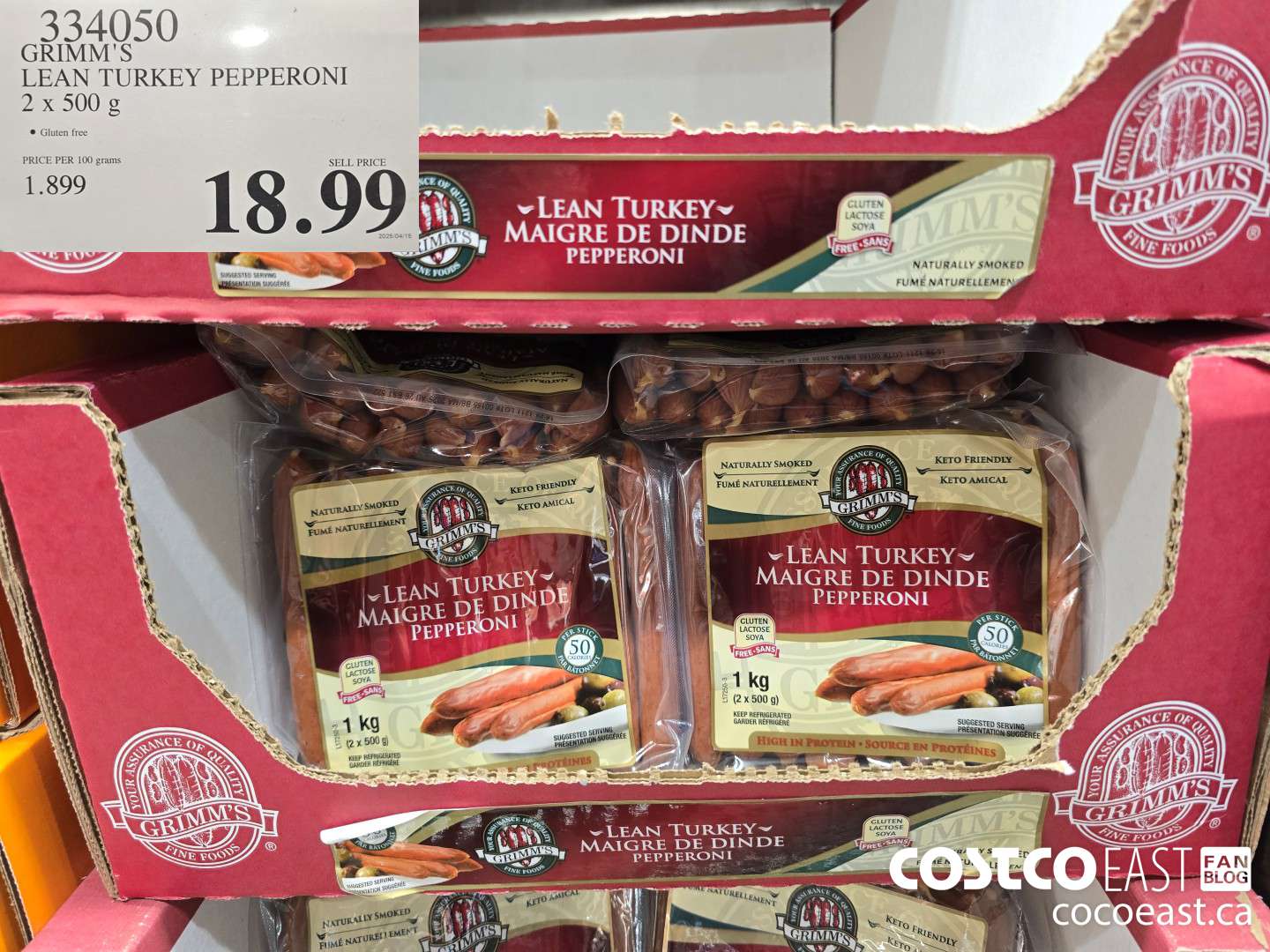 334050 GRIMM'S LEAN TURKEY PEPPERONI 2 X 500 G $18.99