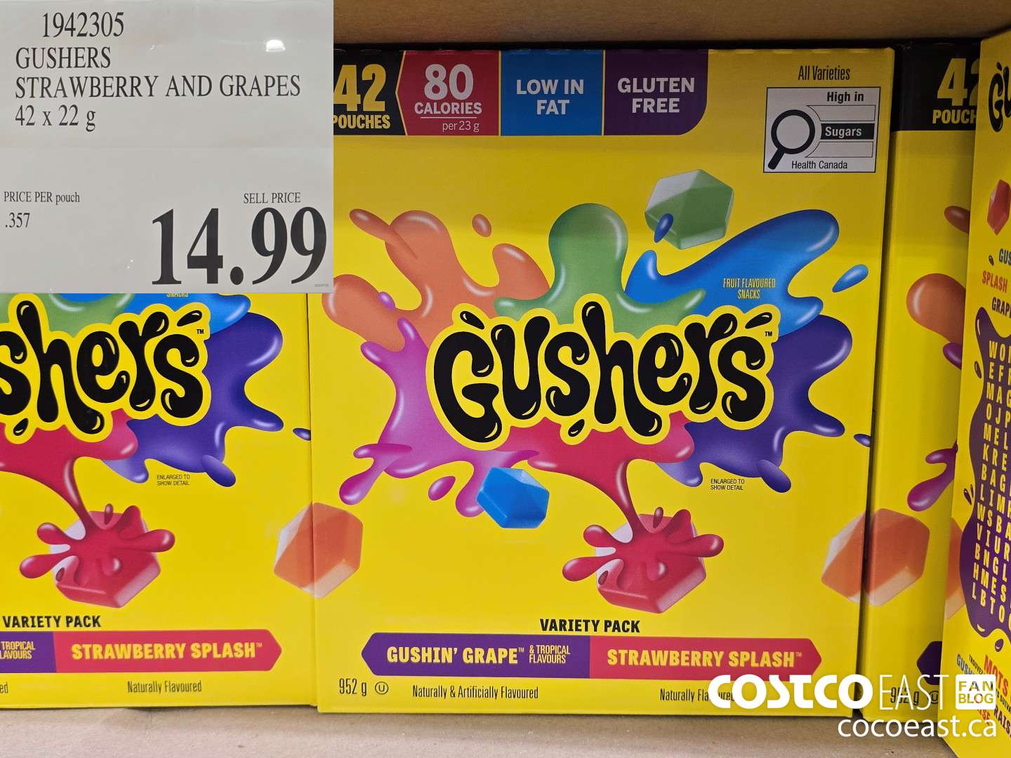 1942305 GUSHERS STRAWBERRY AND GRAPES 42x22g $14.99