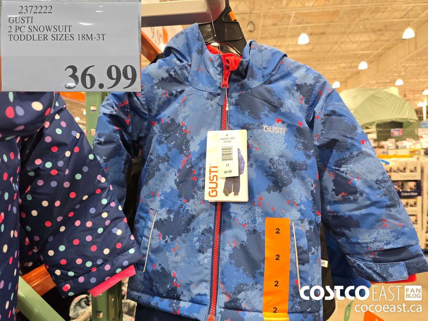 2372222 GUSTI 2 PC SNOWSUIT TODDLER SIZES 18M-3T $36.99