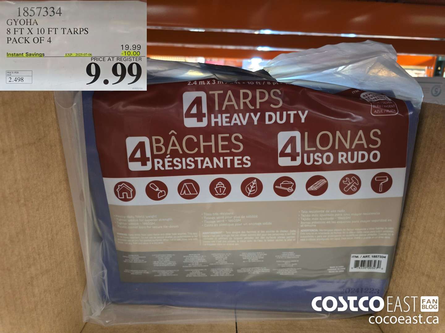 1857334 GYOHA 8 FT X 10 FT TARPS PACK OF 4 ($10.00 INSTANT SAVINGS EXPIRES ON 2025-07-06) $9.99