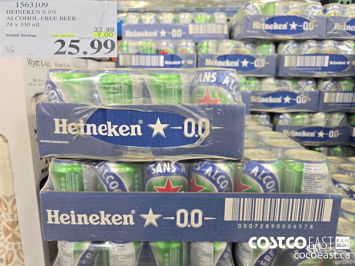 1563109 HEINEKEN 0.0% ALCOHOL FREE BEER 24 x 330 mL ($7.00 INSTANT SAVINGS EXPIRES ON 2025-08-03) $25.99