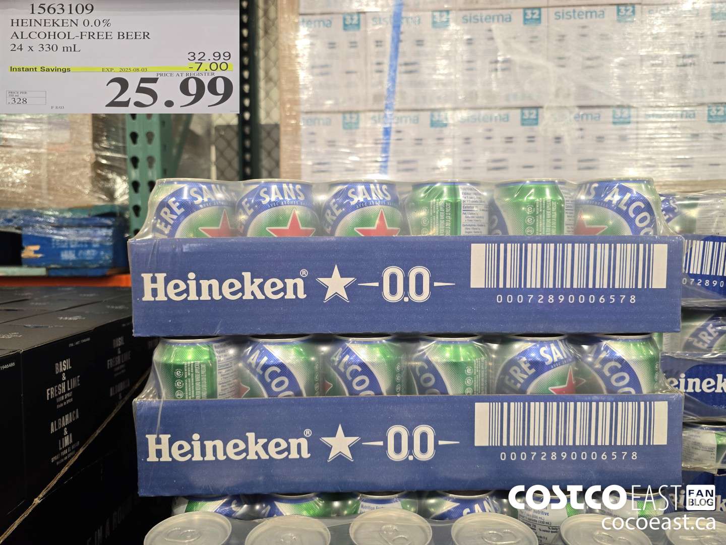 1563109 HEINEKEN 0.0% ALCOHOL FREE BEER 24 x 330 mL ($7.00 INSTANT SAVINGS EXPIRES ON 2025-08-03) $25.99