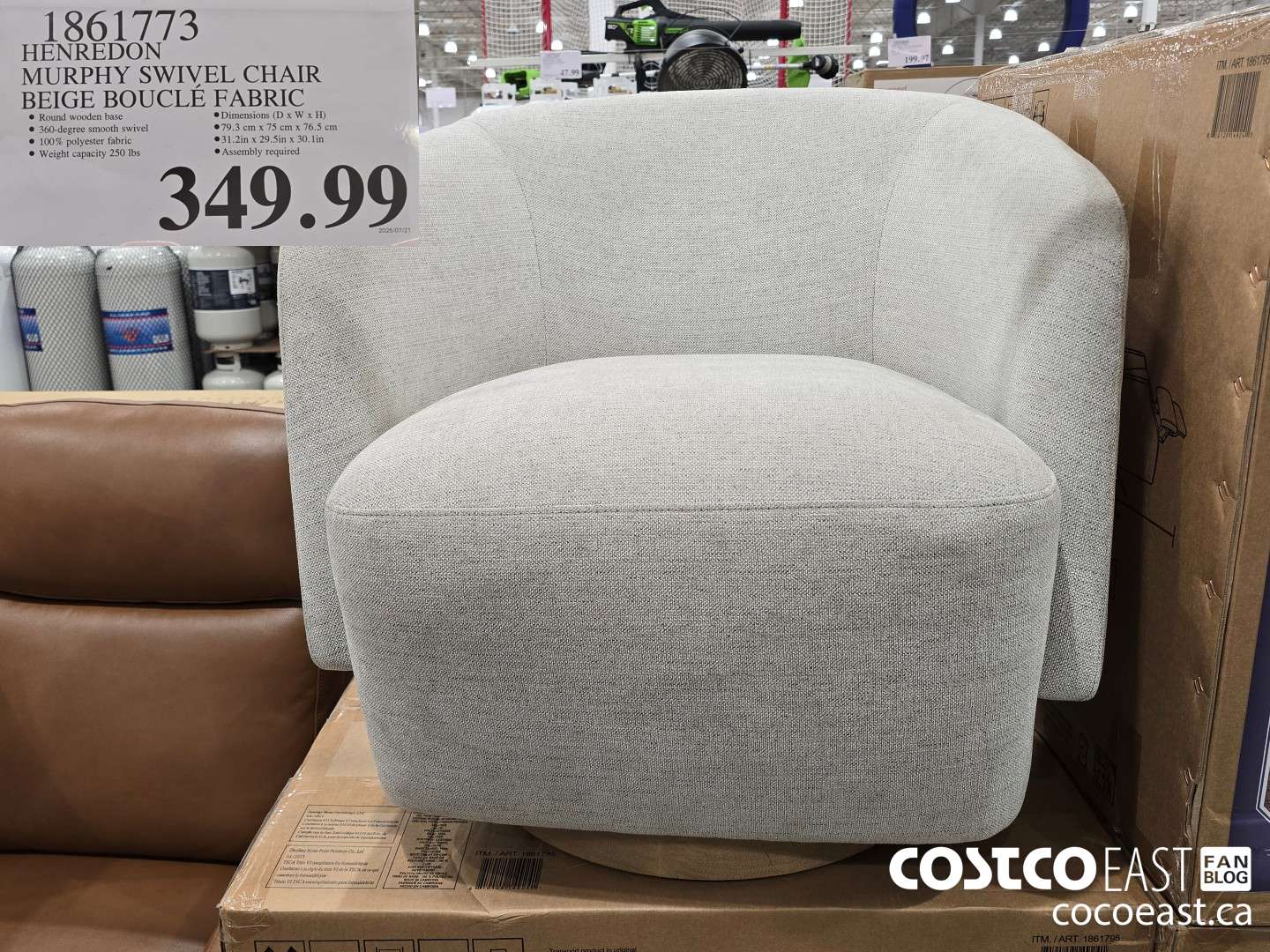 1861773 HENREDON MURPHY SWIVEL CHAIR BEIGE BOUCLE FABRIC $349.99