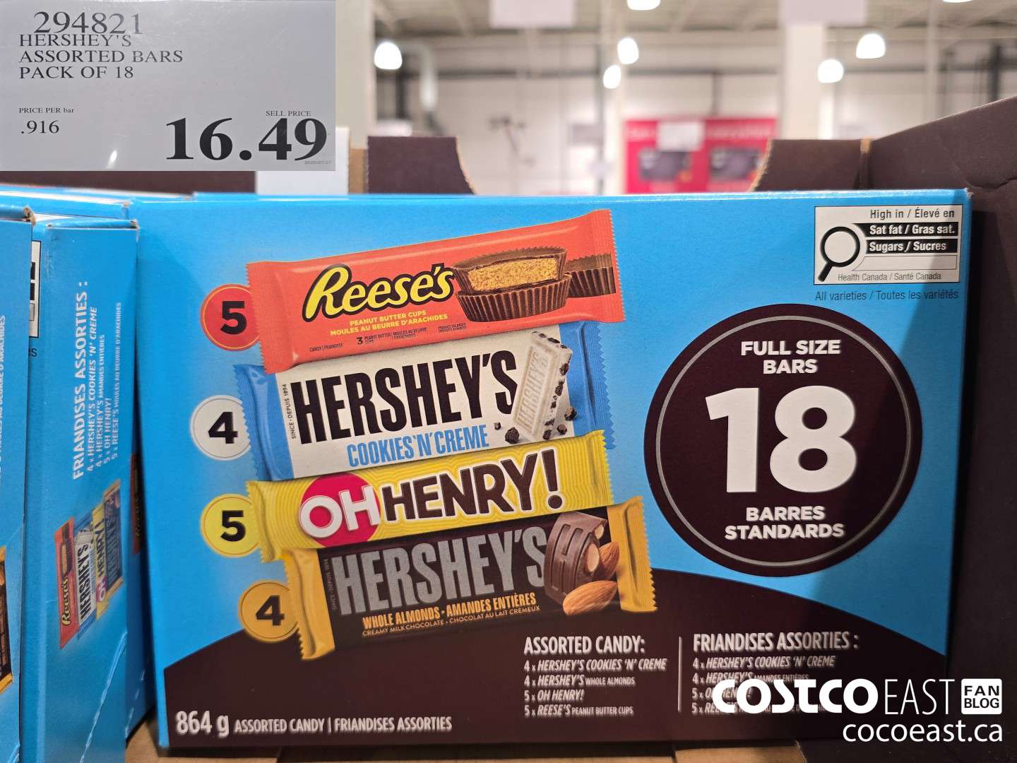 294821 HERSHEY'S ASSORTED BARS PACK OF 18 $16.49