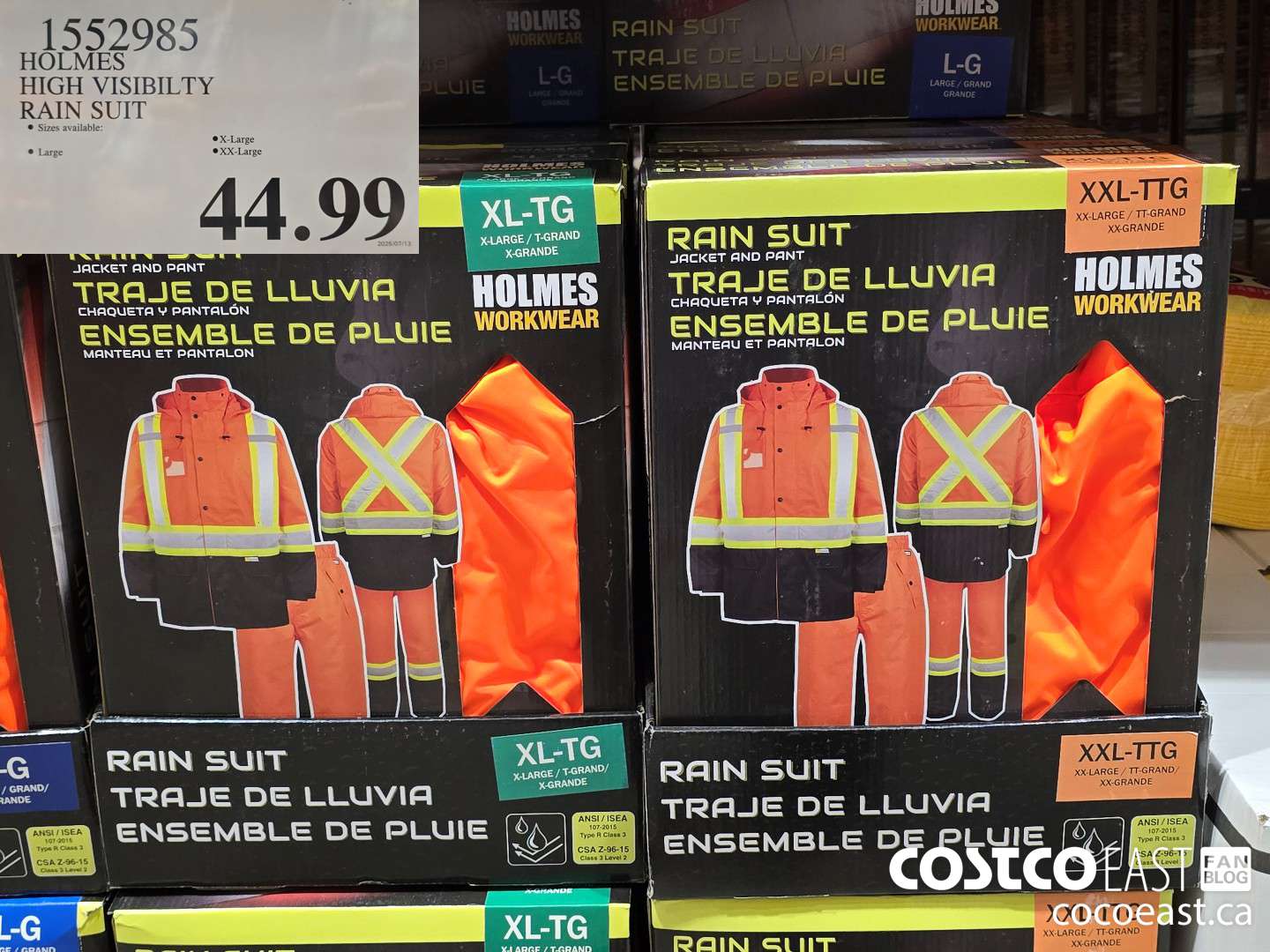 1552985 HOLMES HIGH VISIBILTY RAIN SUIT $44.99