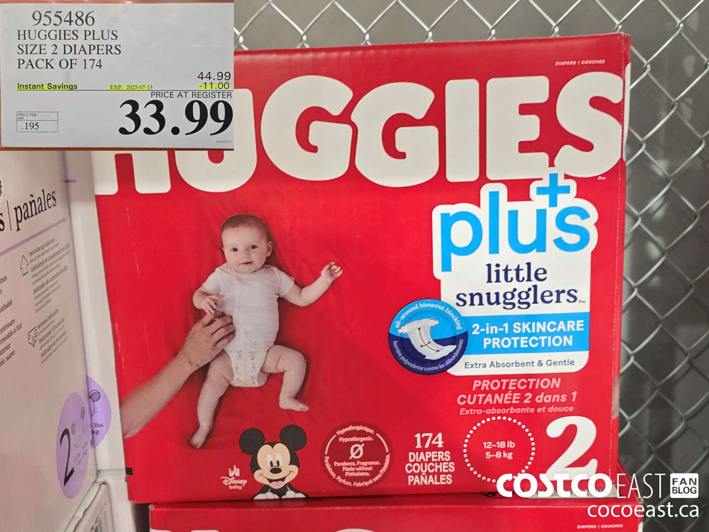 955486 HUGGIES PLUS SIZE 2 DIAPERS Pack of 174 ($11.00 INSTANT SAVINGS EXPIRES ON 2025-07-13) $33.99