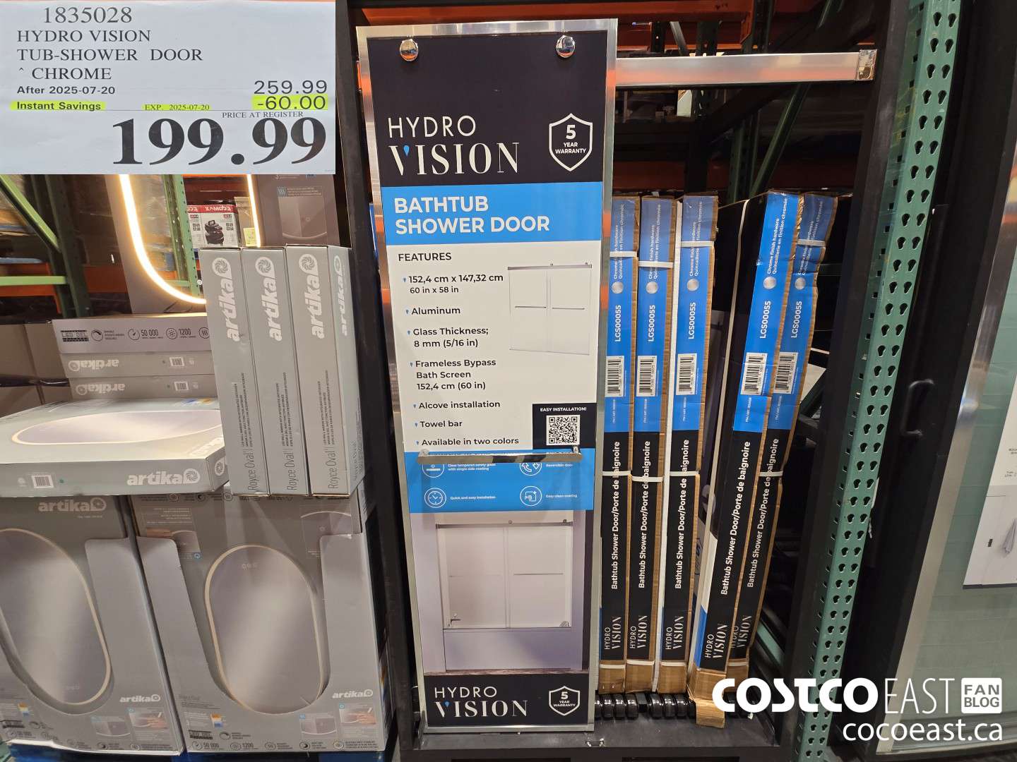 1835028 HYDRO VISION TUB-SHOWER DOOR ~ CHROME ($60.00 INSTANT SAVINGS EXPIRES ON 2025-07-20) $199.99